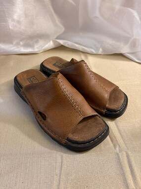 GBX Comfort Men's Brown Leather Slide Sandals Mules Size Unknown